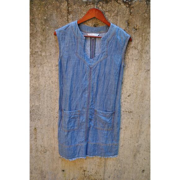 Trina Turk Chambray Denim Sleeveless Shift Dress with Pockets – Size XS - Picture 1 of 4